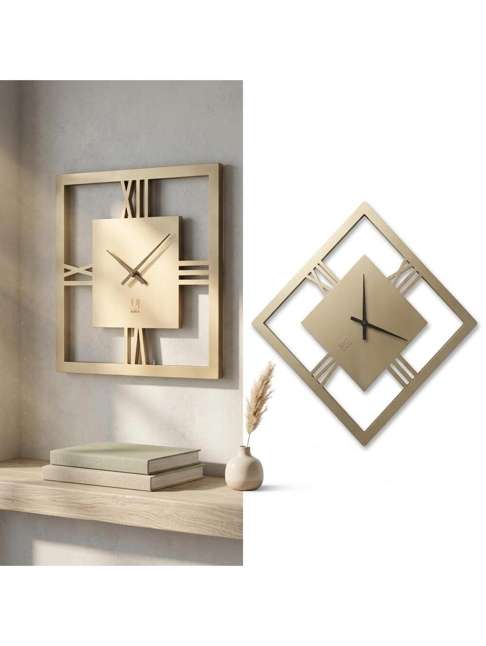 Umbra Square Wall Clock USA Cast Iron Metal 11in Roman Nrs.